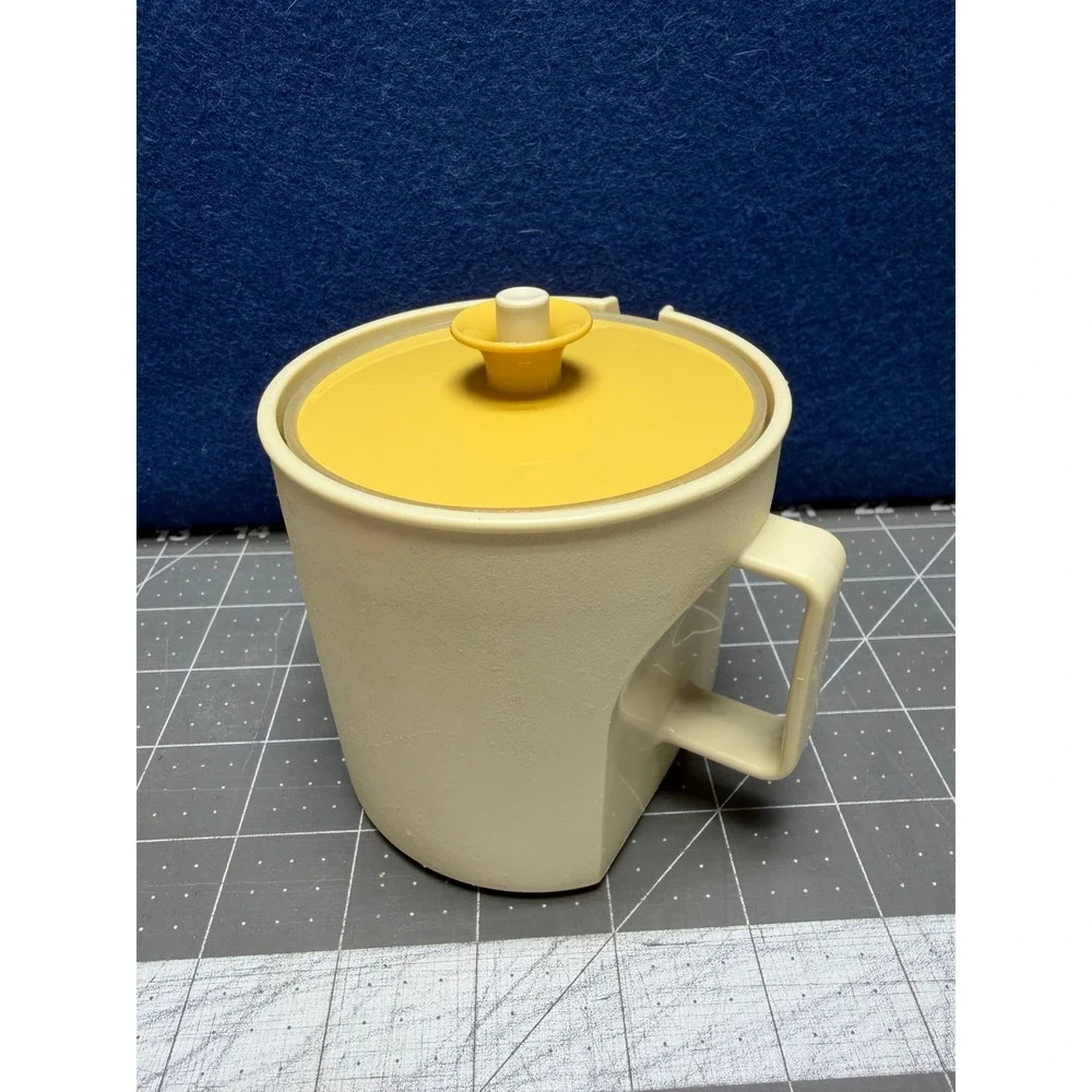 Tupperware Sugar Bowl Creamer Yellow 1415 8 Dual Handle Retro Kitchenware